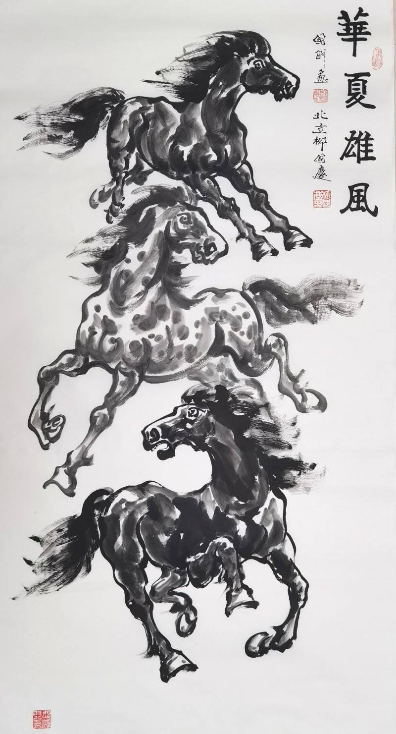 原創著名書法家柳國慶、福馬畫家潘國剛在京聯袂創作精品畫作