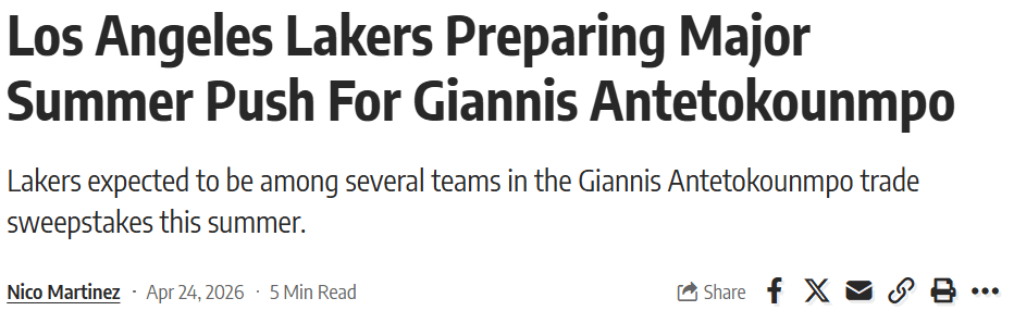 原創炸鍋！湖人梭哈字母哥，裡夫斯被擺上貨架，詹姆斯甘願當墊腳石