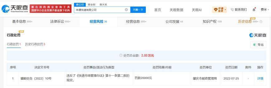 申通快遞曾被多次責令整改