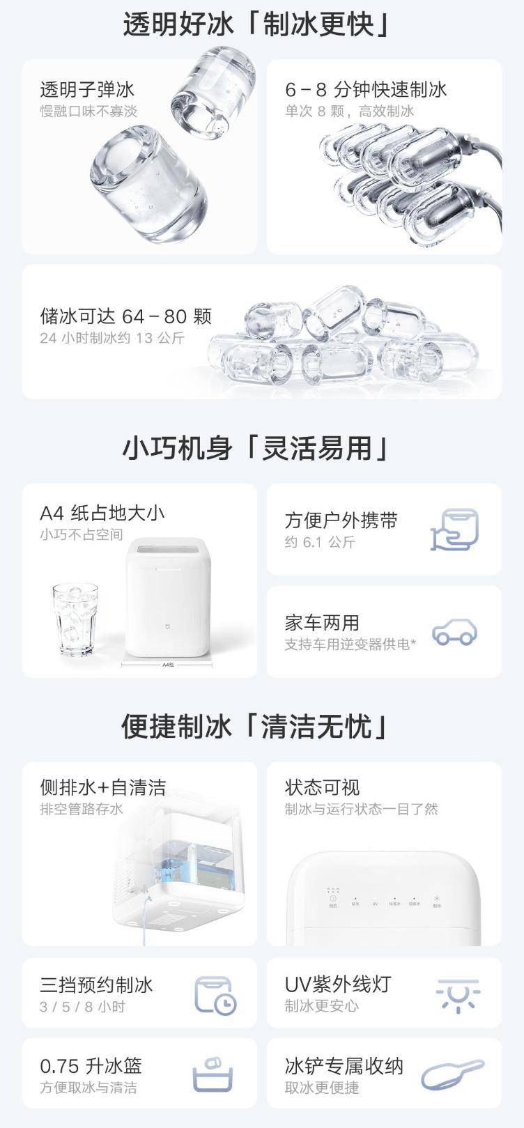 小米米家制冰機眾籌預約開啟：6-8分鐘快速製冰，359元