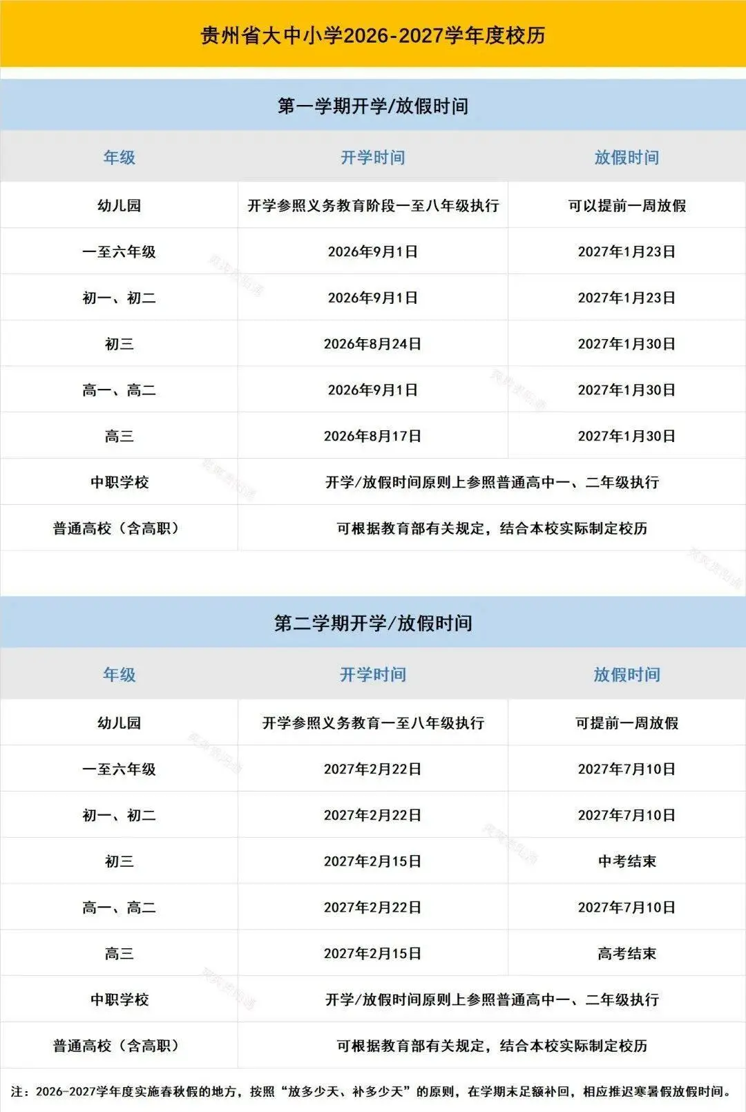 收藏！2026年安順中小學秋季開學時間來了~