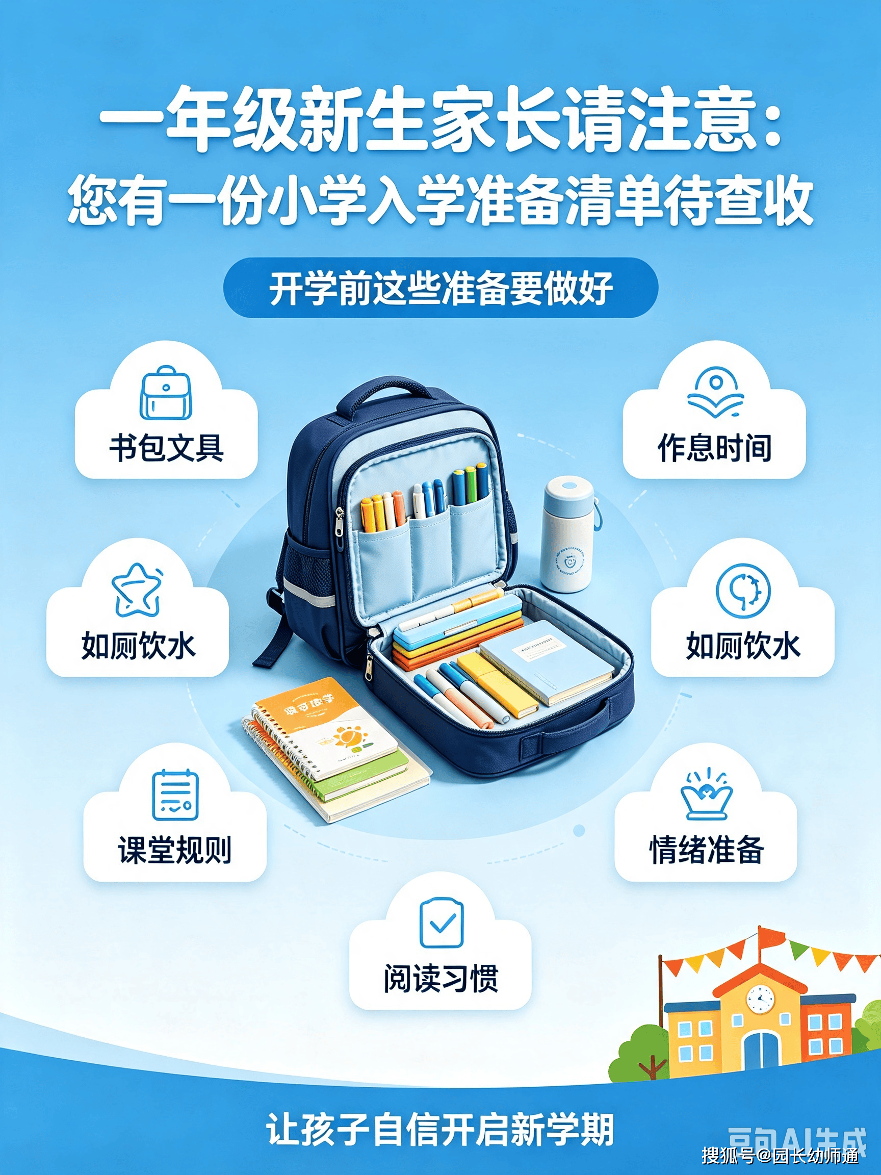一年級新生家長請注意：您有一份小學入學準備清單，待查收~