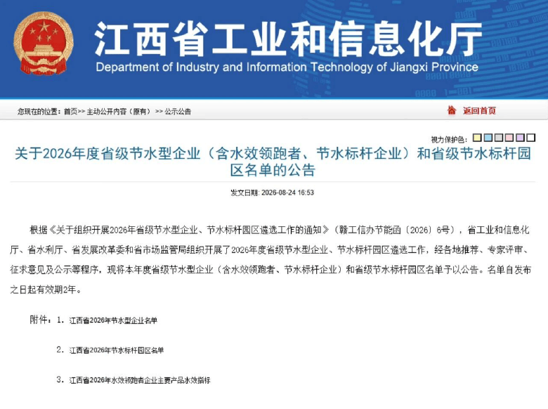 江西蘆溪南方水泥有限公司獲評“省級節水標杆企業”